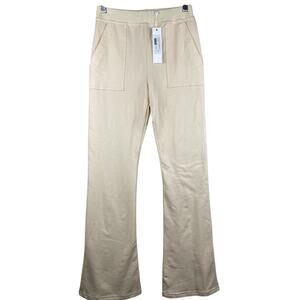 NWT Jonathan Simkhai Sz S Standard Flare Pockets Cotton Hemp Parchment Pants